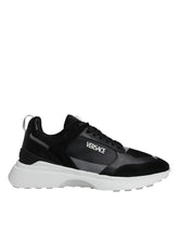 Tênis cano baixo Medusa Versace Canvas Quad em tecido preto